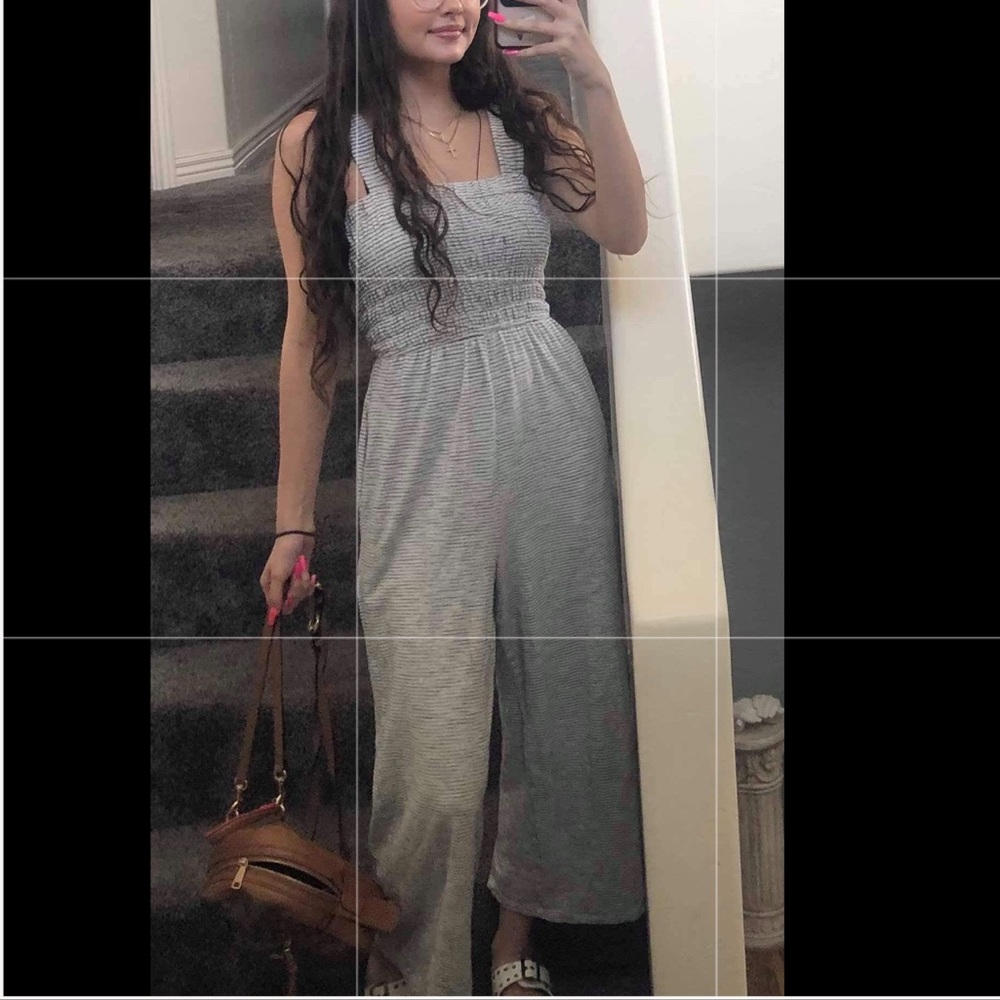 American Eagle Smoked Striped Flowy Jumpsuit